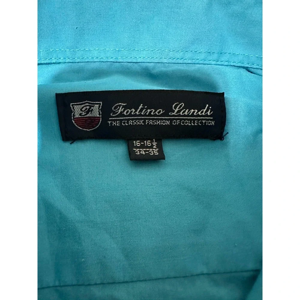 Fortino Landi Men's 16-16 1/2 34-35 Light Blue Long Sleeve‎ Shirt